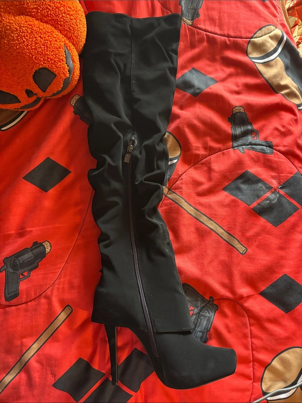 Black adult Over-the-Knee Boot with Side Zipper